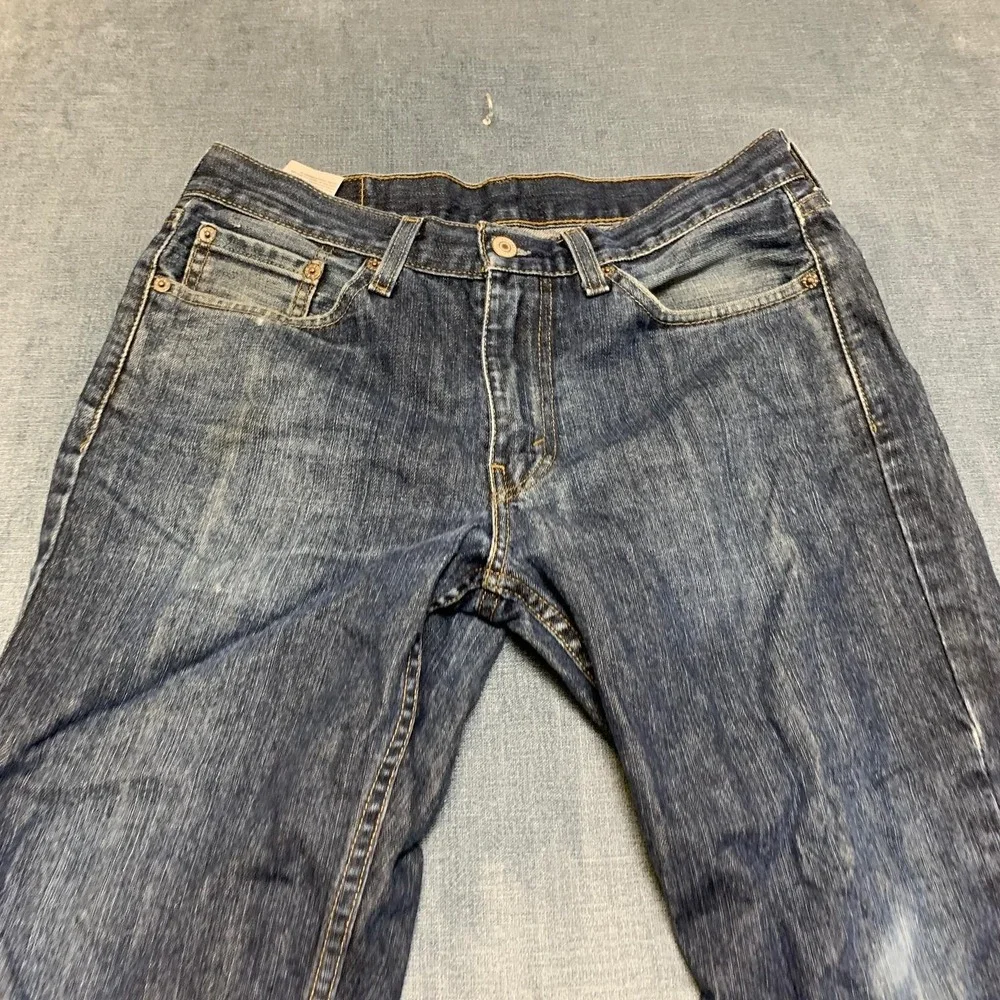 Levi's 514 Jeans Mens 30x30 Blue Denim Distressed Dark Wash Straight Fit Cozy
